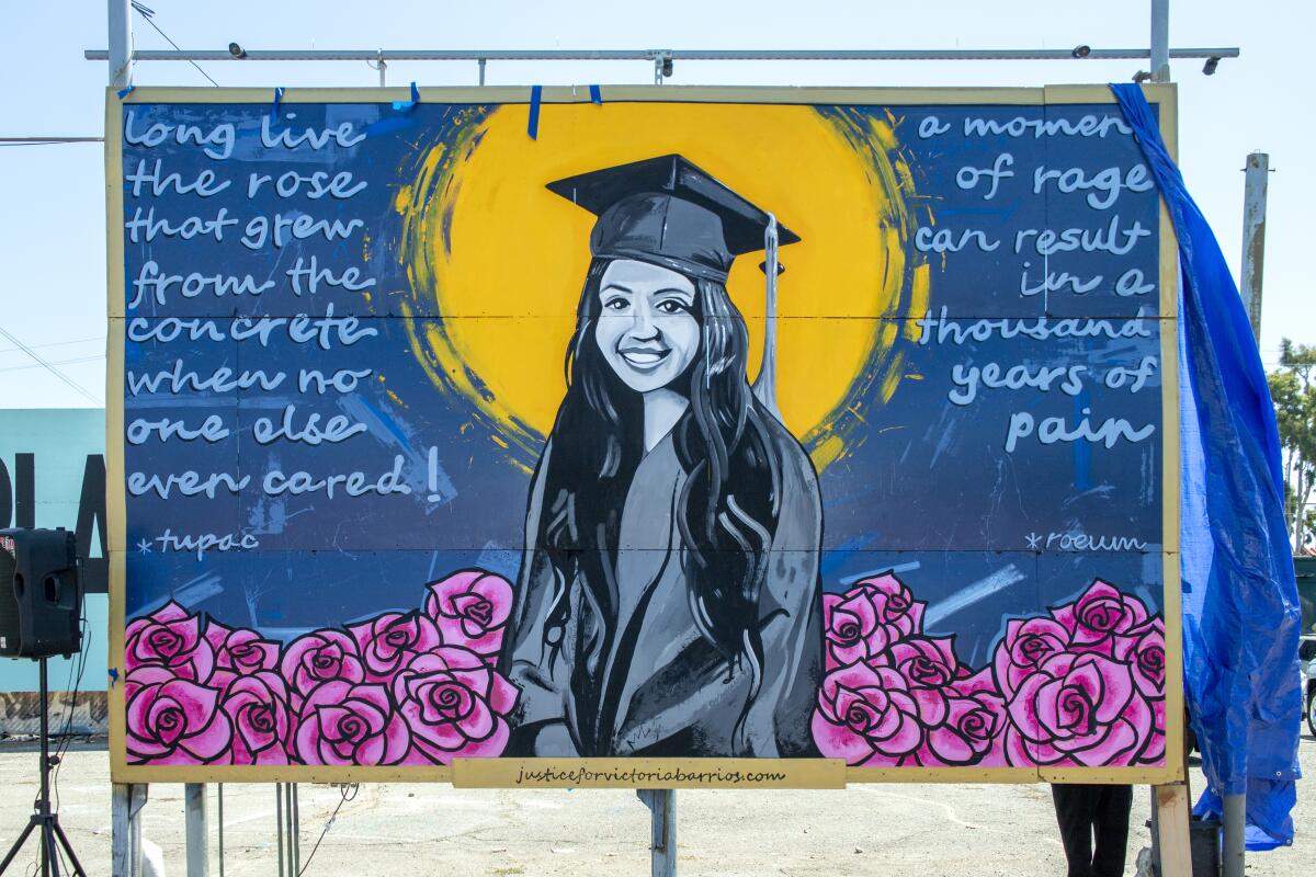 A mural of Victoria Barrios, who was shot in a drive-by in Santa Ana in 2019.