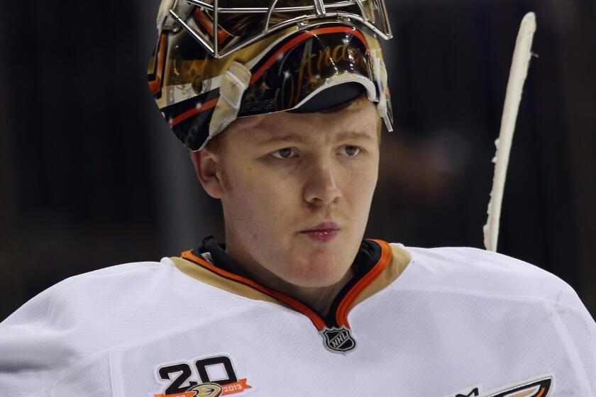 The Ducks assigned goalie Frederik Andersen to their AHL affiliate in Norfolk, Va.
