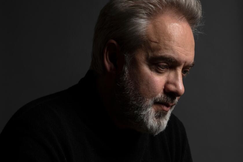 LOS ANGELES, CALIF. -- MONDAY, NOVEMBER 25, 2019: 1917 film director Sam Mendes sits for portraits at the Four Seasons Los Angeles at Beverly Hills hotel in Los Angeles, Calif., on Nov. 25, 2019. (Brian van der Brug / Los Angeles Times)