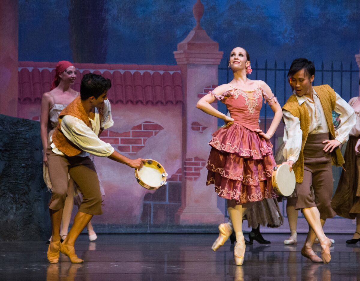Kimberly Green (from left), Lucas Ataide, Ariana Gonzalez and Ryosuke Ogura in City Ballet's "Don Quixote."