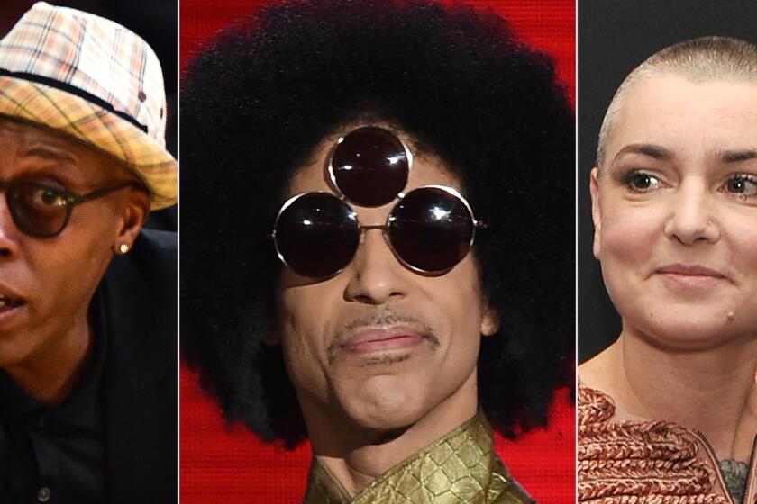 Arsenio Hall, left, Prince and Sinead O'Connor.