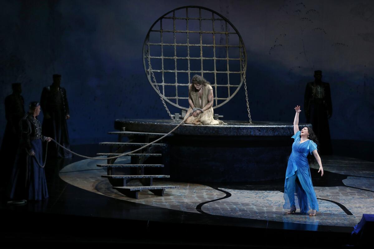 Patricia Racette, right, and Tomas Tomasson in the production of "Salome."