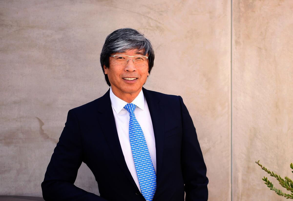 Dr. Patrick Soon-Shiong poses outside his office