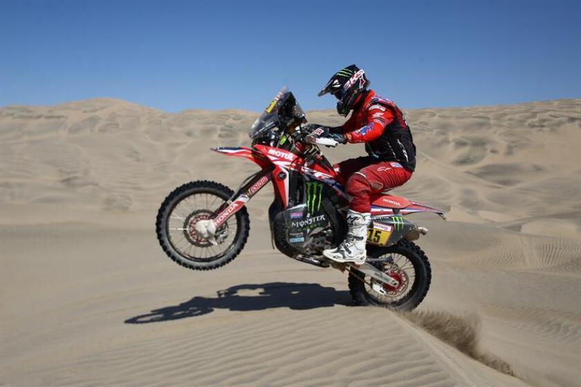 US rider Ricky Brabec on his Honda during the seventh stage of the 2019 Dakar Rally, starting and ending at San Juan de Marcona, Peru, 14 January 2019. EFE-EPA/ Ernesto Arias