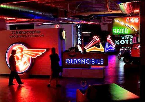 An overall look inside the Musem of Neon Art in downtown Los Angeles.