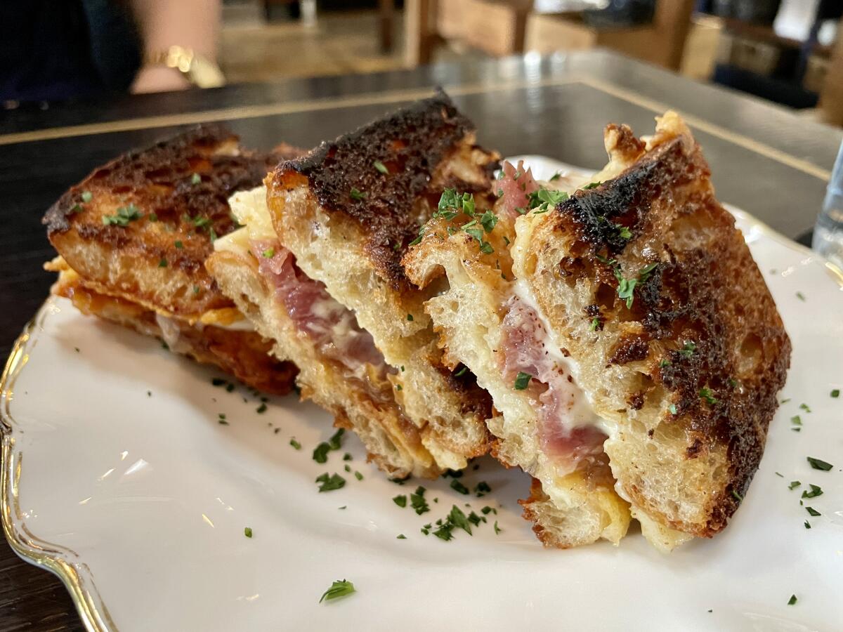 The Croque Matthieu sandwich on the new bar menu at Pasjoli in Santa Monica.