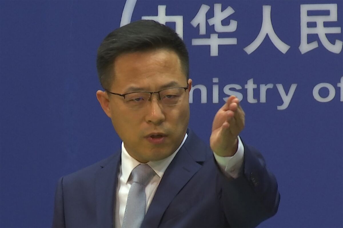 Chinese Foreign Ministry spokesperson Zhao Lijian responds to a question at a press conference in Beijing on Friday.