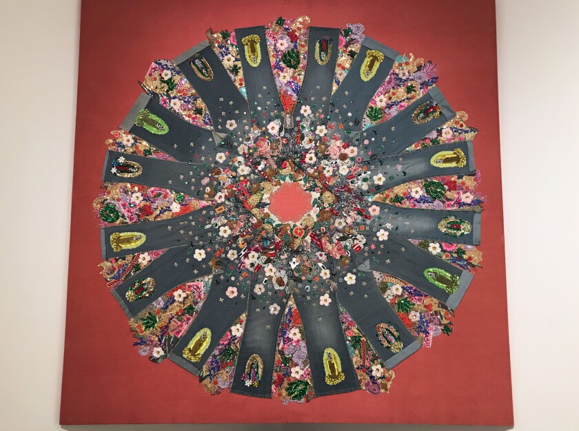 “Eduardo,” 2018, a textile collage by Irma Sofía Poeter at CECUT in Tijuana