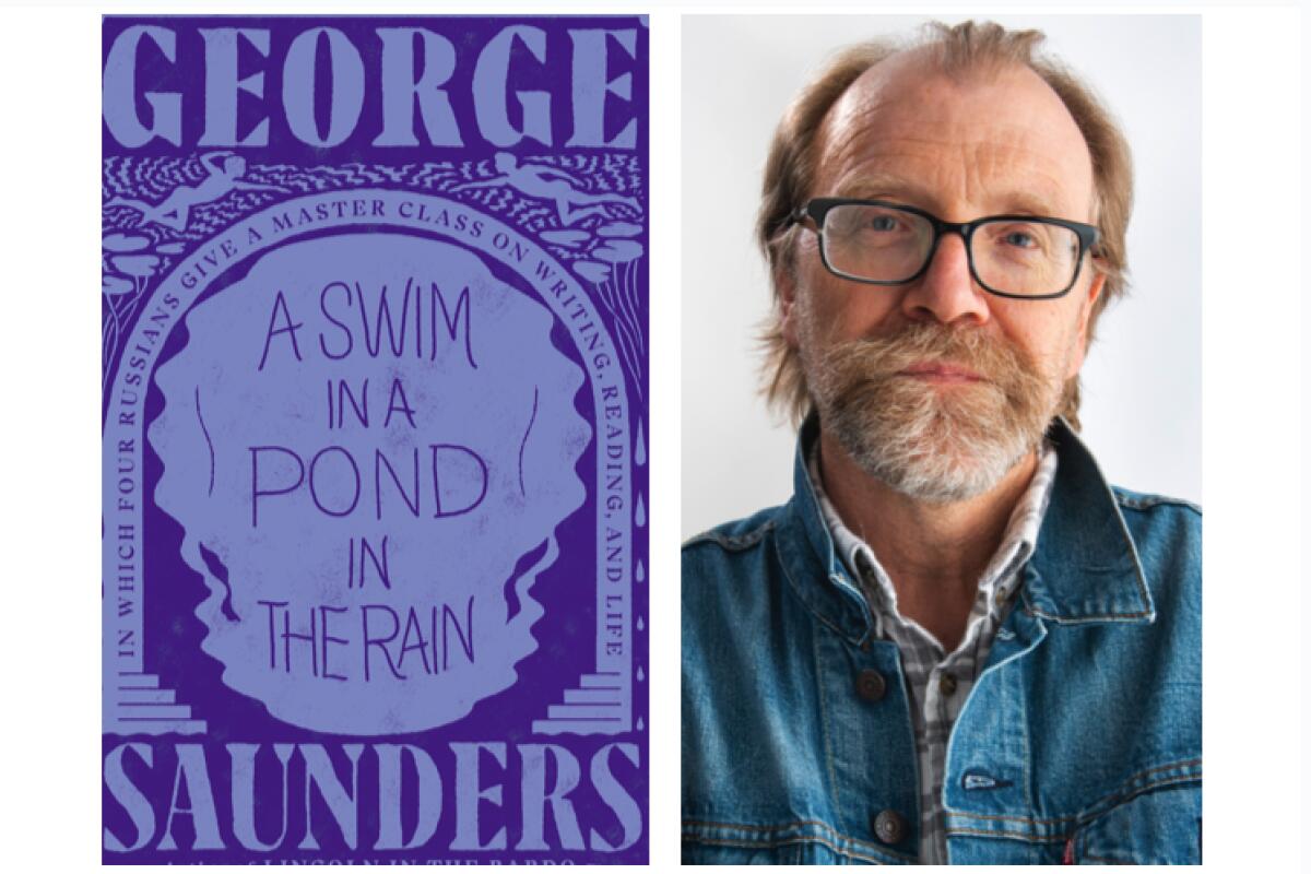 Book jacket for George Saunders' "A Swim in a Pond in the Rain.” 