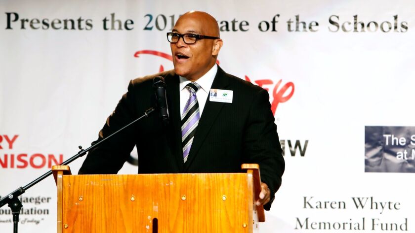 Glendale Unified School District Supt. of Schools Winfred Roberson gives the state of the schools address at the 13th annual State of the Schools Breakfast at the Edison/Pacific Community Center in Glendale on Thursday, Oct. 5.