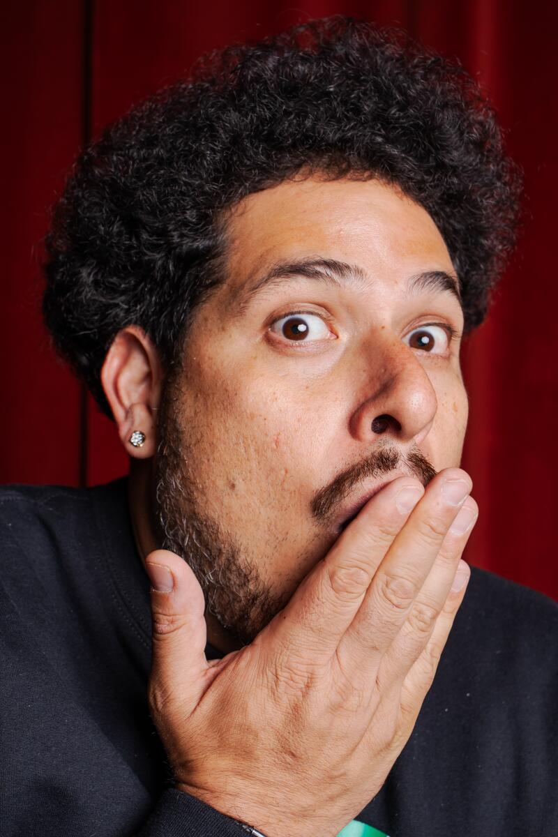 Glendale, CA May 1, 2025 - LA comedian Jack Jr. at Alex Theater in Glendale Thursday, May 1, 2025 for comedy special about his Armenian/Mexican heritage. (Emil Ravelo/For The Times)