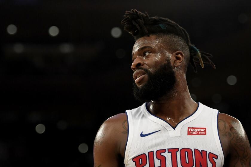 NEW YORK, NEW YORK - FEBRUARY 05: Reggie Bullock #25 of the Detroit Pistons looks on during the first quarter of the game against the New York Knicks at Madison Square Garden on February 05, 2019 in New York City. NOTE TO USER: User expressly acknowledges and agrees that, by downloading and or using this photograph, User is consenting to the terms and conditions of the Getty Images License Agreement. (Photo by Sarah Stier/Getty Images) ** OUTS - ELSENT, FPG, CM - OUTS * NM, PH, VA if sourced by CT, LA or MoD **