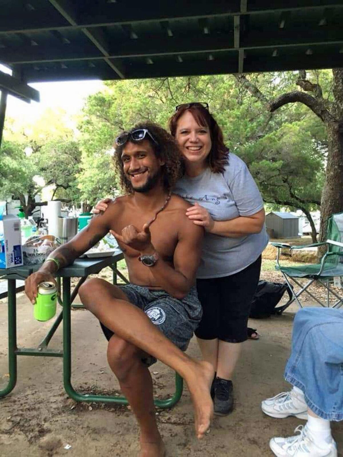 Casey Williamson and his mother, Carla Ajaga, in Possum Kingdom Lake, Texas, in June.