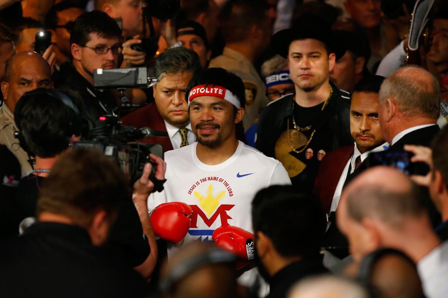 Manny Pacquiao walks toward the ring.