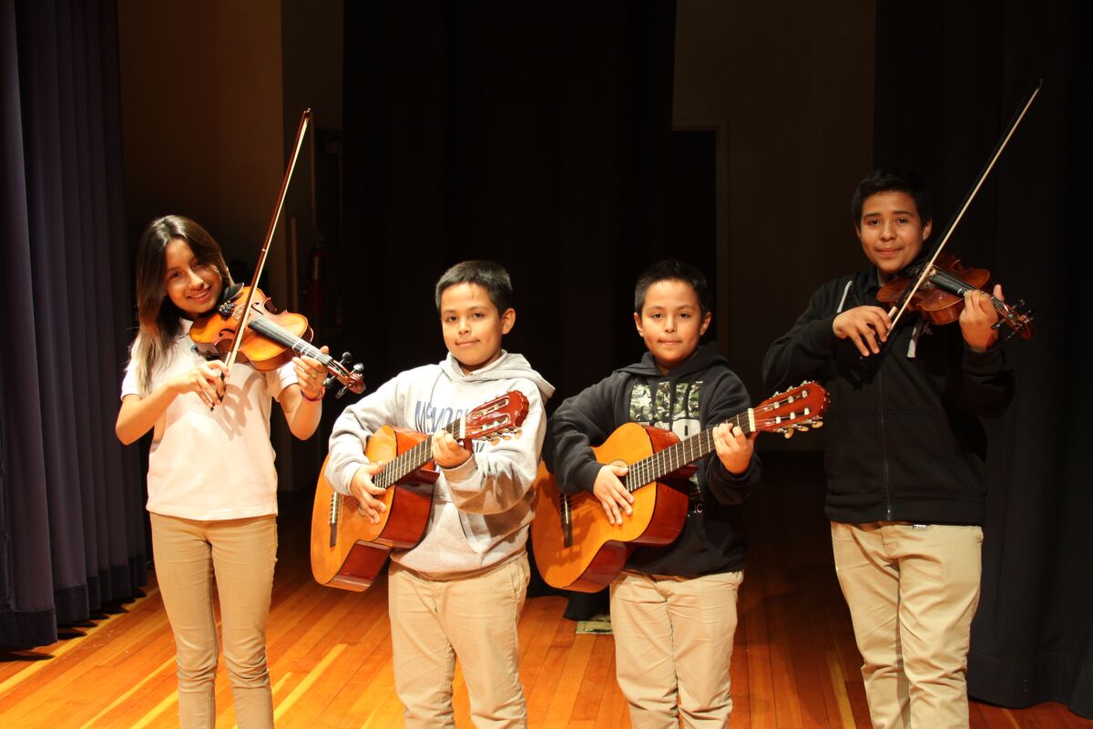 Students from La Jolla Music Society's Community Music Center program in Logan Heights. 