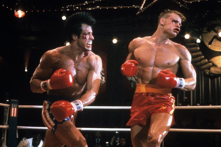 Sylvester Stallone y Dolph Lundgren en una escena de 'Rocky IV'.