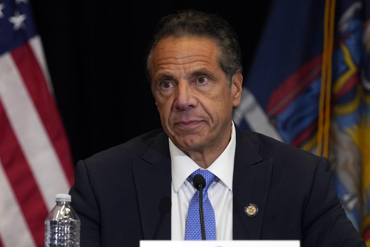 New York Gov. Andrew Cuomo speaks during a news conference