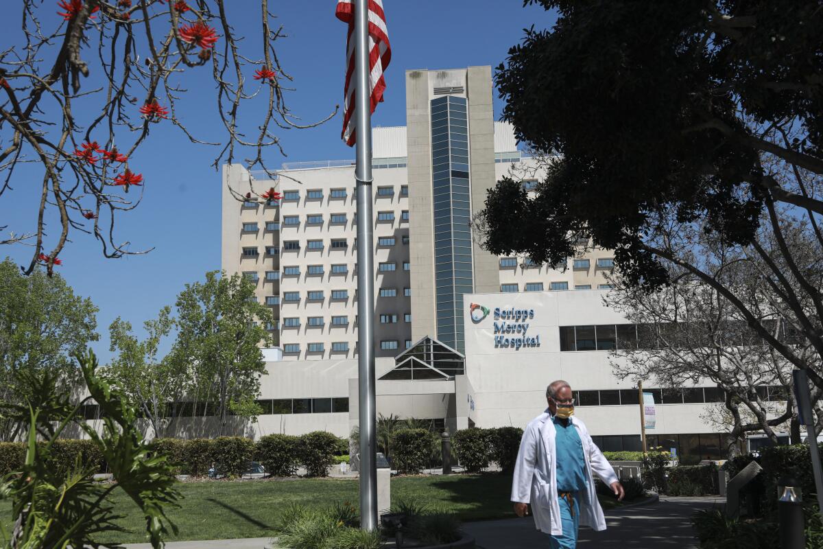 View of Scripps Mercy Hospital San Diego in Hillcrest on Monday, May 3, 2021.