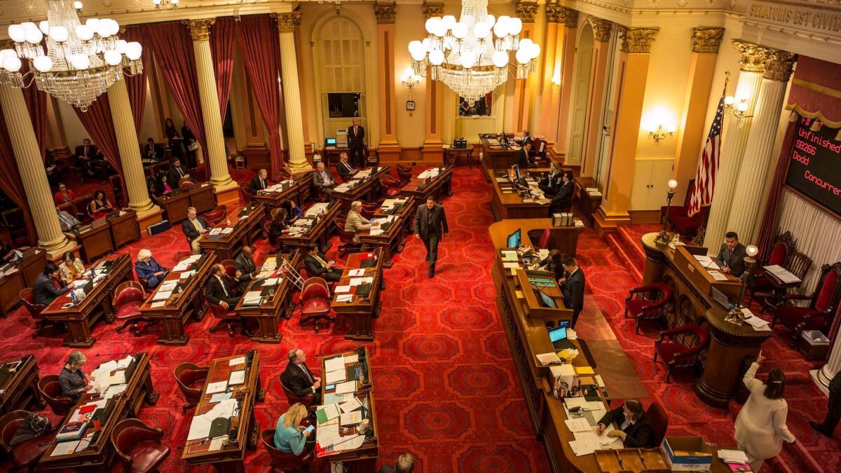 The California Senate, seen here in the last hours of the 2017 legislative session, will ask outside investigators to handle all sexual harassment claims made against its staff and members.