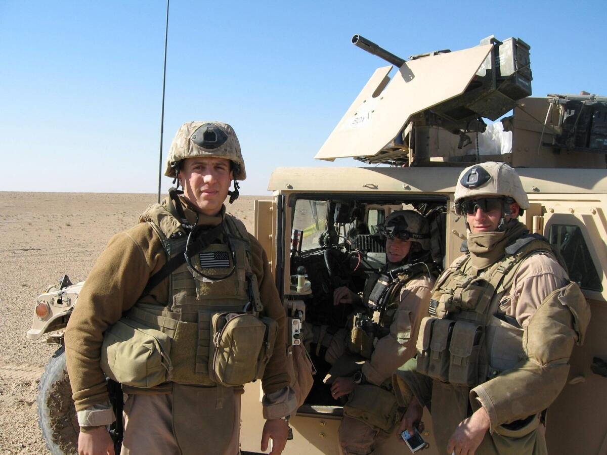 1st Lt. Nathan Krissoff, USMC (left) during his deployment to Anbar Province, Iraq, 2006. photo courtesy Bill Krissoff
