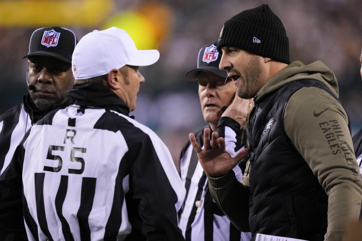 Philadelphia Eagles head coach Nick Sirianni speaks during a press