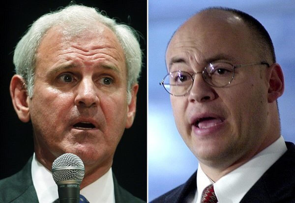 Republicans Bradley Byrne, left, Dean Young, are facing off in a primary runoff election for Alabama's 1st Congressional District.