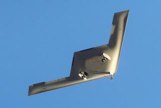 The new B-21 bomber takes its first flight Friday morning, Nov. 10, 2023, in Palmdale, Calif. 