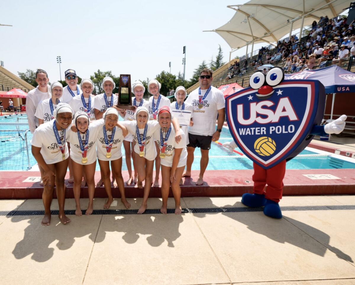 Newport Beach Water Polo Club's 12U girls won gold at the USA Water Polo Junior Olympics on Sunday.