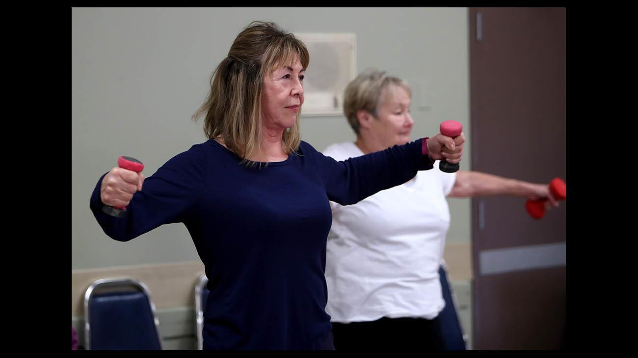 Photo Gallery: Seniors do resistance training at Joslyn Adult Center