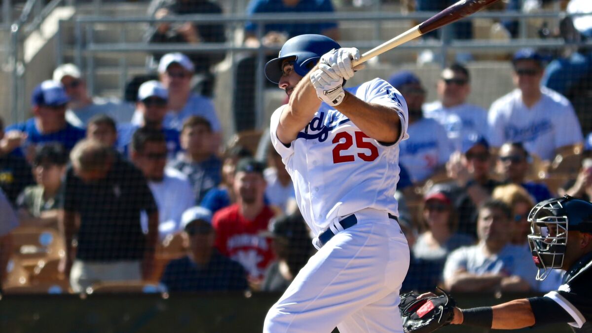 Dodgers first baseman Rob Segedin had a double and a single during Monday's game against the Rockies.