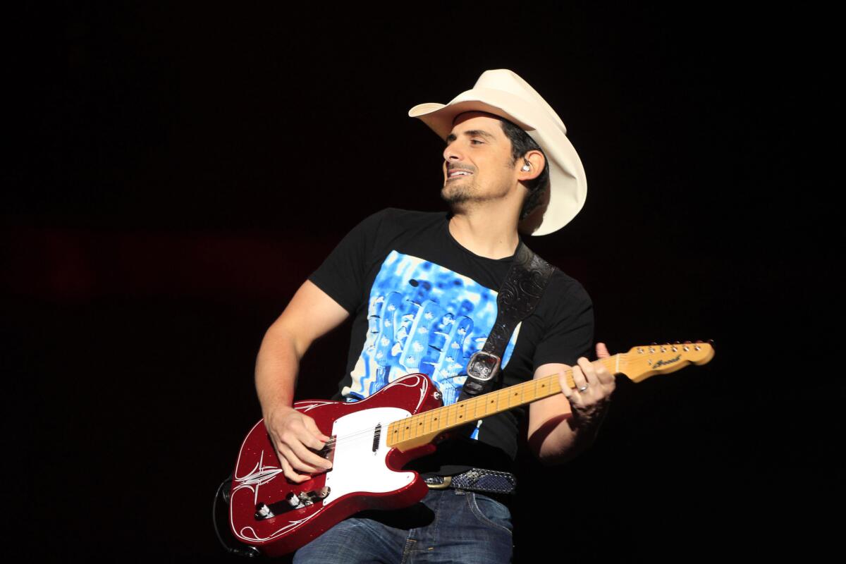 Country star Brad Paisley performs at a concert last week in New York.