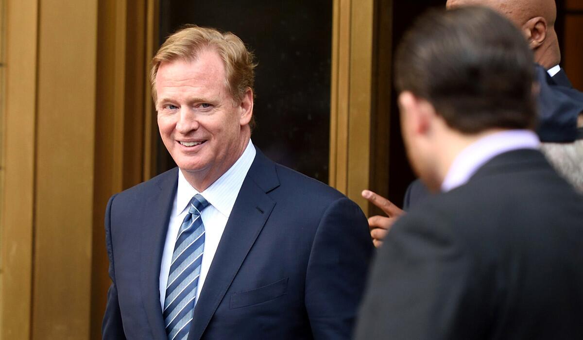 NFL Commissioner Roger Goodell leaves the Federal District Courthouse on Aug. 12 in New York.