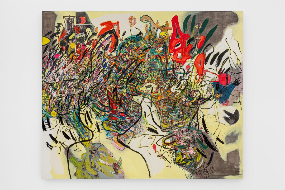 A piece made from oil, encaustic, photographs and collage on linen.