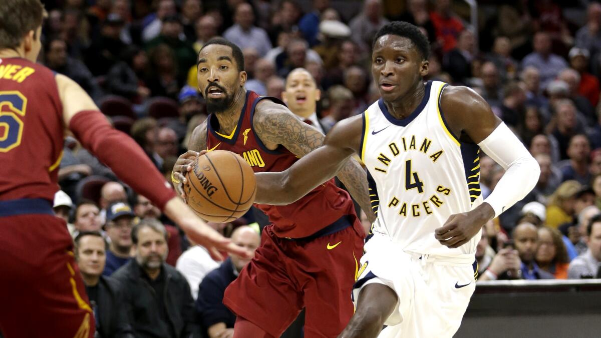 Pacers guard Victor Oladipo drives down the lane against Cavaliers during the second half Wednesday.