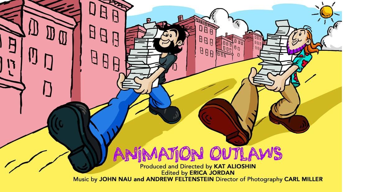 A poster for "Animation Outlaws" features the duo known as Spike and Mike.