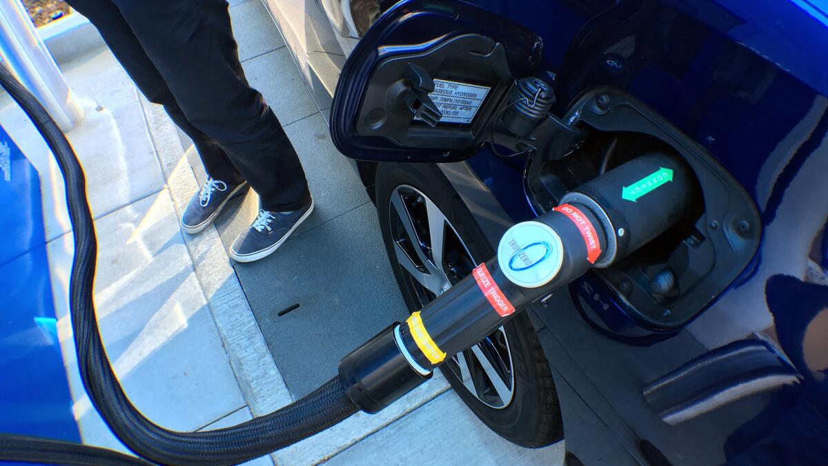 Fueling the Mirai is as simple as filling a traditional car with gasoline, and about as quick.