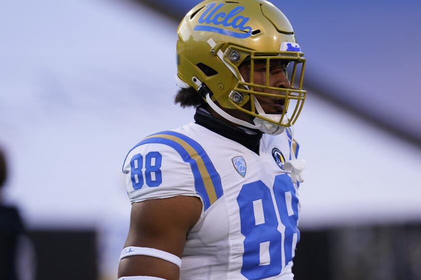 UCLA tight end Mike Martinez (88) in the first half of an NCAA college football game in Boulder, Colo. 