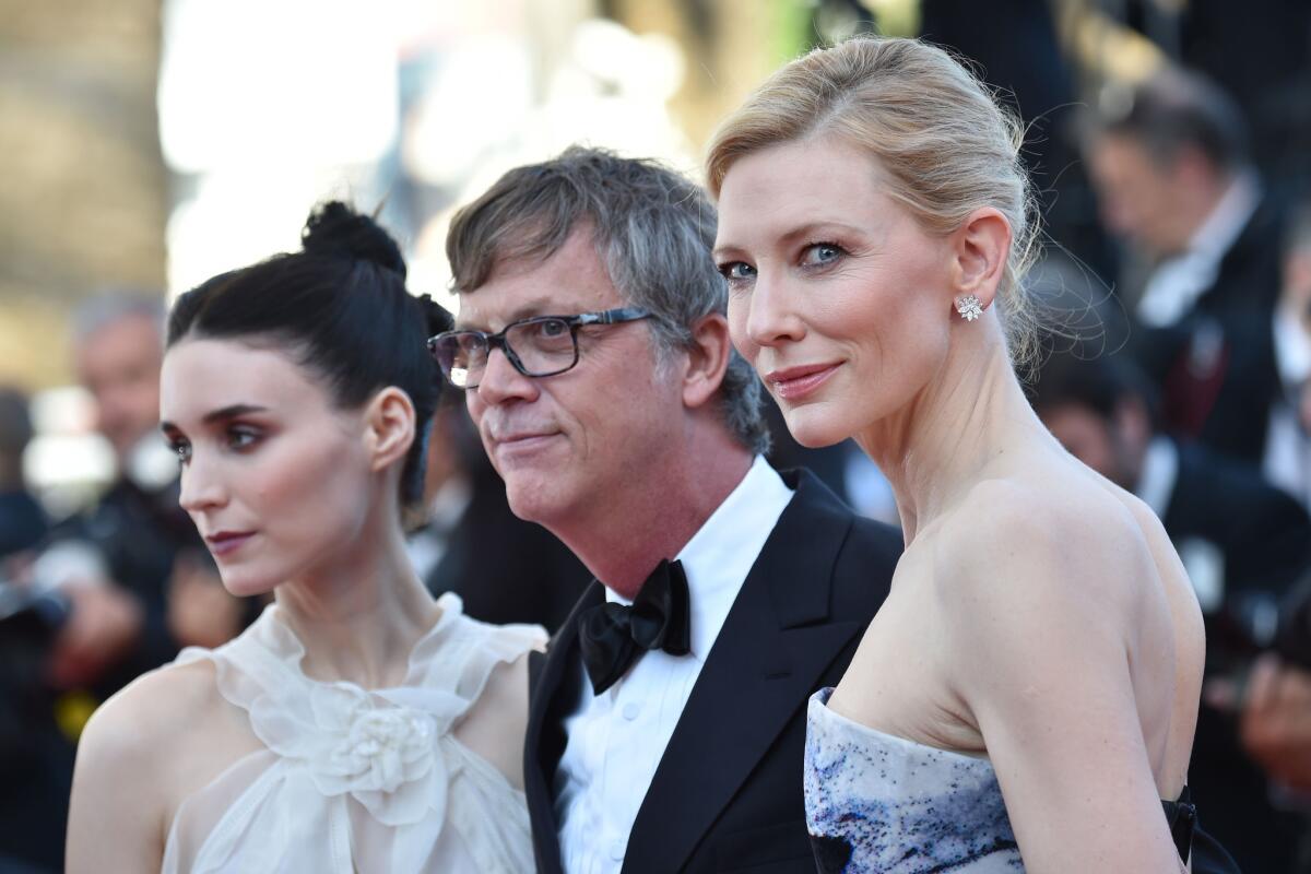 Director Todd Haynes with his "Carol" costars, Rooney Mara, left, and Cate Blanchett, at Cannes in May. Haynes will be the focus of the Gotham Awards' director tribute.