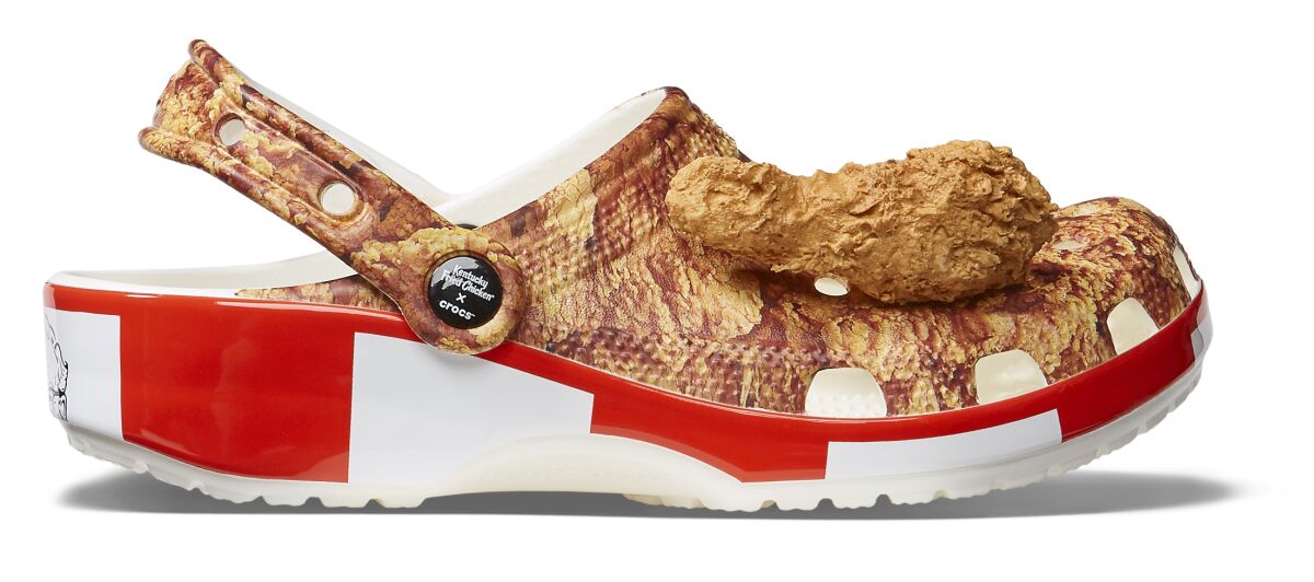 A photo of Crocs' collaboration with Kentucky Fried Chicken 