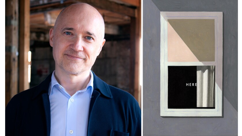 Author Richard McGuire and the cover of "Here."