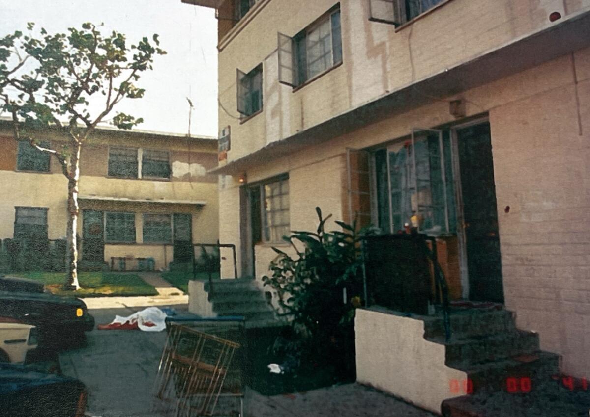 Court evidence shows where Josue Hernandez and Leonardo Ponce were shot to death in Aliso Village in 1998.