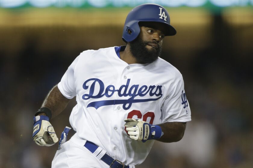 Dodgers centerfielder Andrew Toles runs the bases in the third inning againt the Padres on July 8.