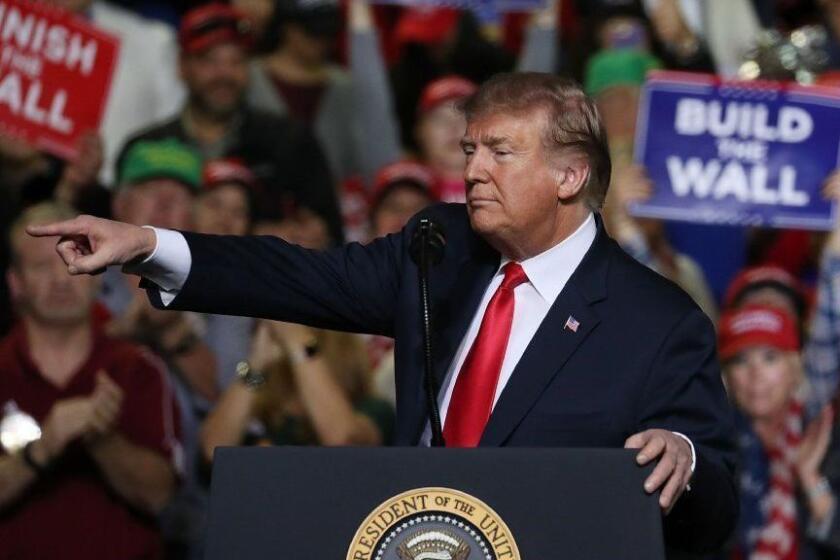 EL PASO, TEXAS - FEBRUARY 11: President Donald Trump speaks during a rally at the El Paso County Coliseum on February 11, 2019 in El Paso, Texas. U.S. President Donald Trump continues his campaign for a wall to be built along the border as the Democrats in Congress are asking for other border security measures. (Photo by Joe Raedle/Getty Images) ** OUTS - ELSENT, FPG, CM - OUTS * NM, PH, VA if sourced by CT, LA or MoD **