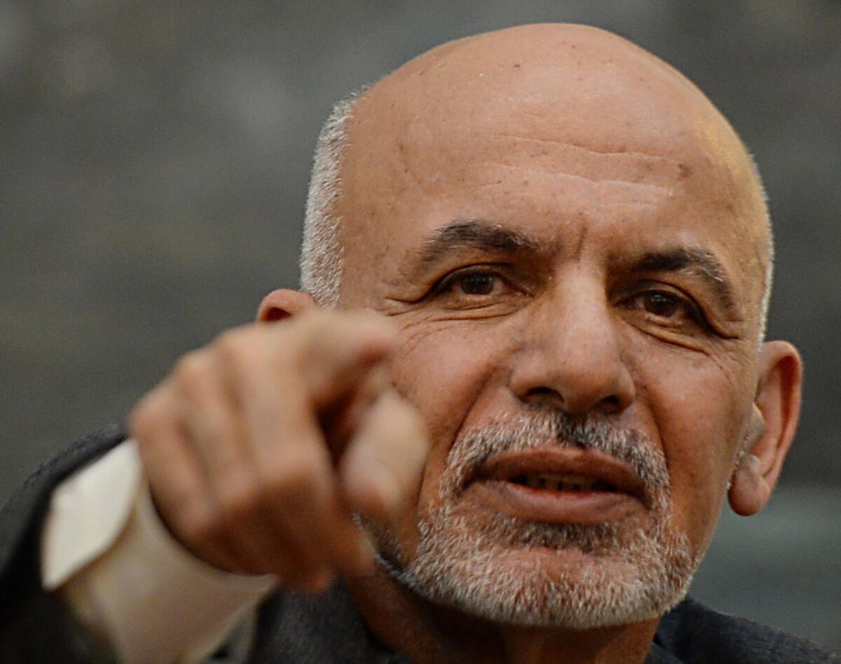 Afghan President Ashraf Ghani speaks during a press conference in November with new NATO chief Jens Stoltenberg at the Presidential Palace in Kabul, Afghanistan.