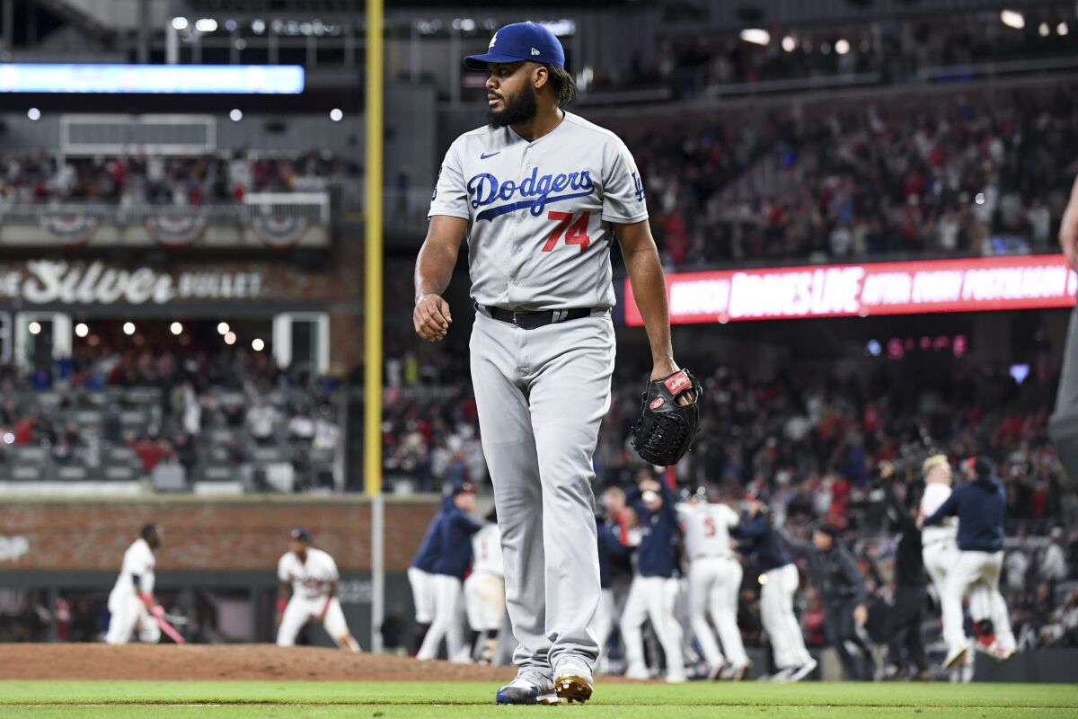 Kenley Jansen walks off the mound after giving up the game-winning hit in Game 2.