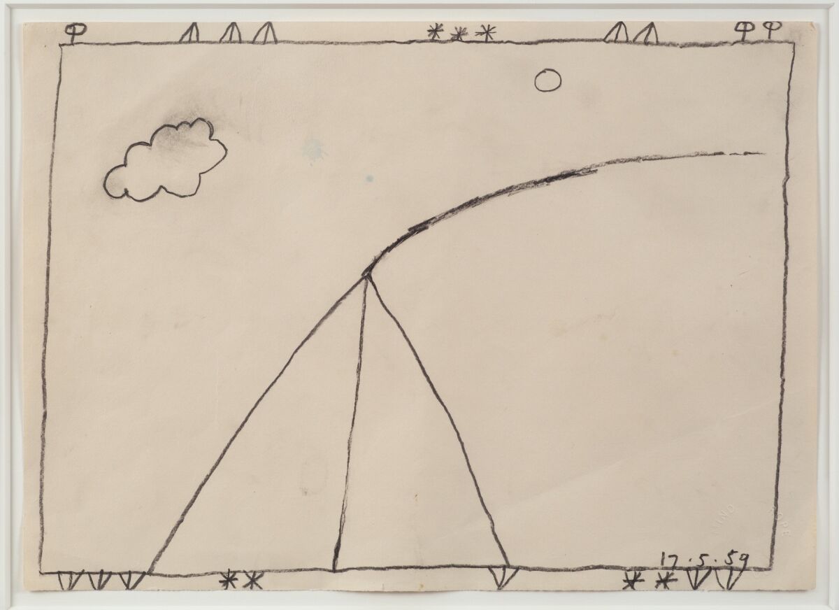 Bob Law's "Drawing 17.5.59," 1959, pencil on paper, 10 by 14 inches. (Marc Selqyn Fine Art)