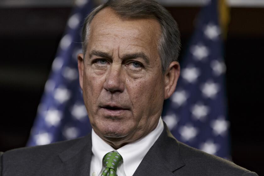 House Speaker John Boehner of Ohio speaks during a news conference on Capitol Hill in Washington, D.C.