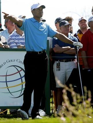 Tiger Woods at ninth tee