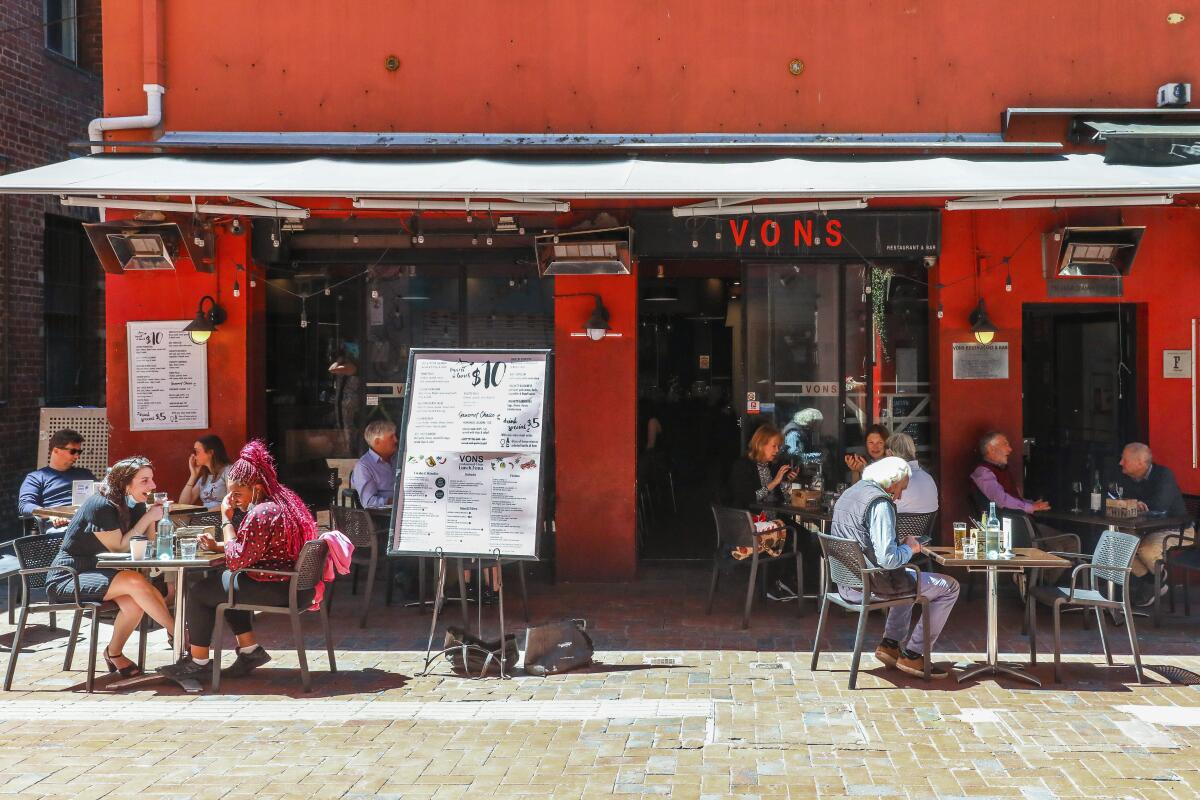 Outdoor diners in Melbourne, Australia, on Wednesday