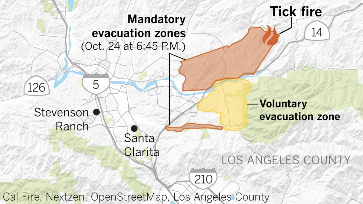 Tick fire evacuation zones